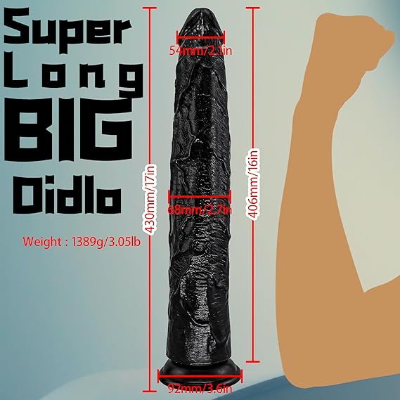 Sex Toys Big Black Dildo, 17 inch Ultra Giant Realistic Dildos with Small Glans and Suction Cups,Huge Lifelike Fake Penis Anal Dildos Adult Sex Toy for Women Men